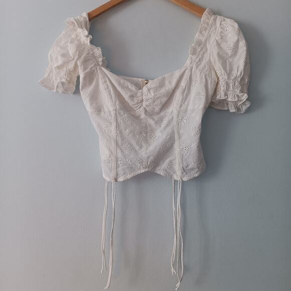 Love & Lemons Bleau White Square Neck Top XS - Picture 2 of 7